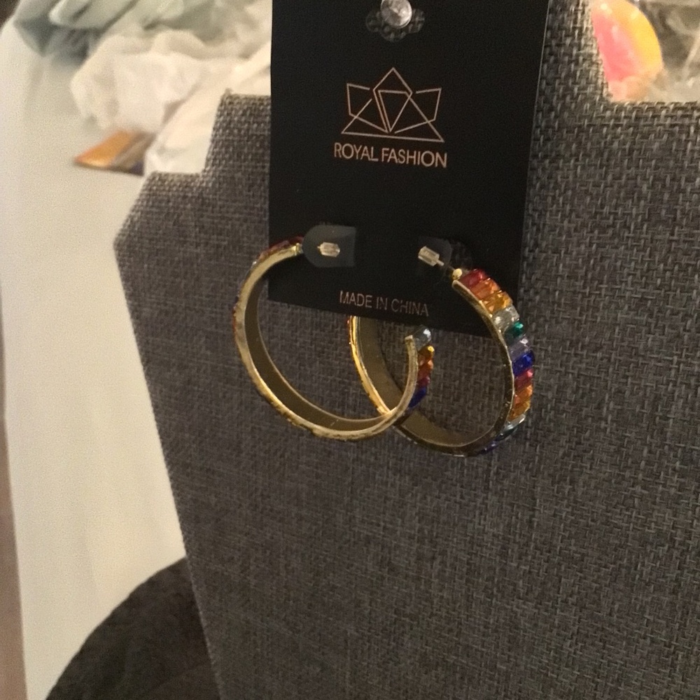 Multicolor half hoop earrings